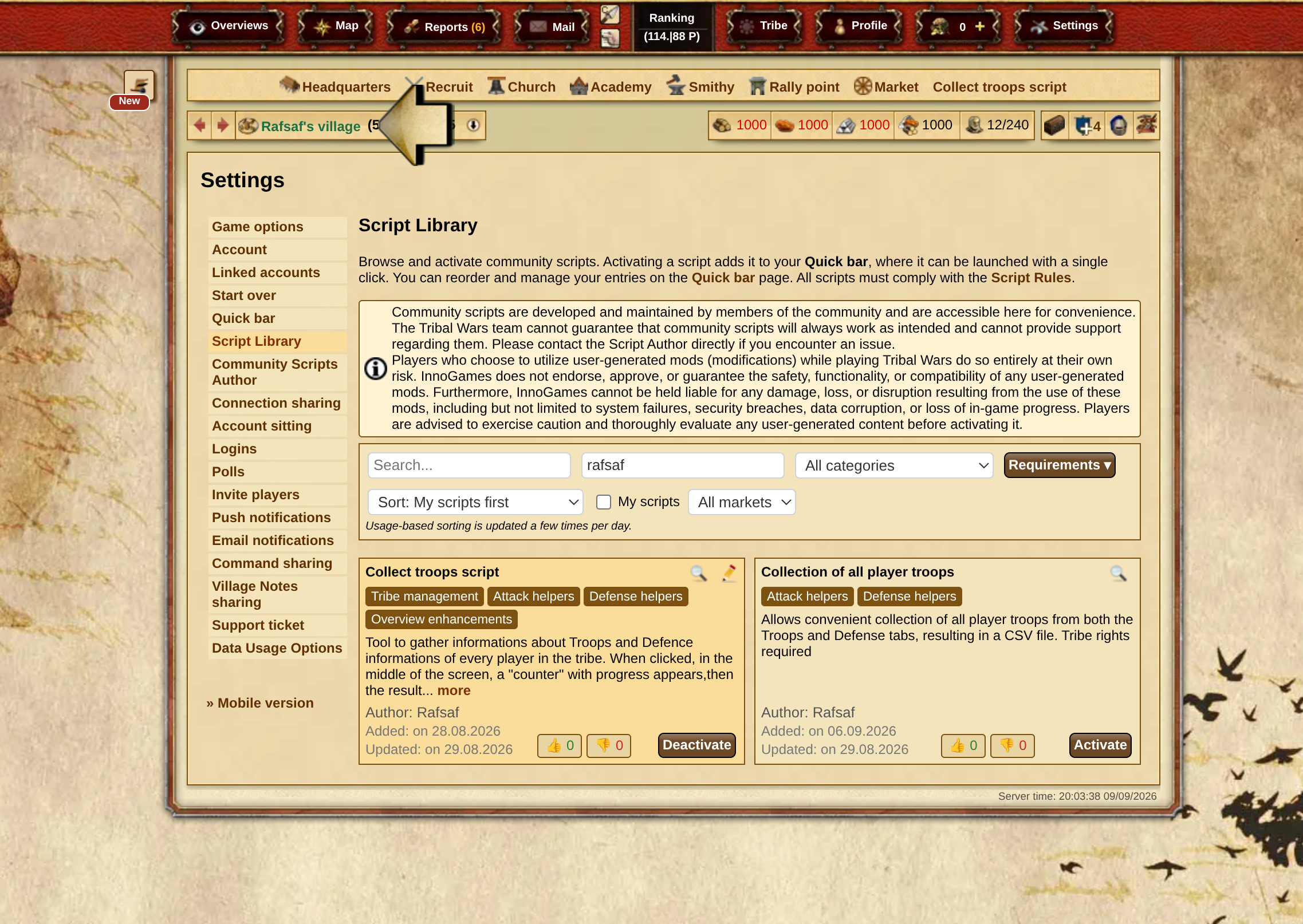 Script library view