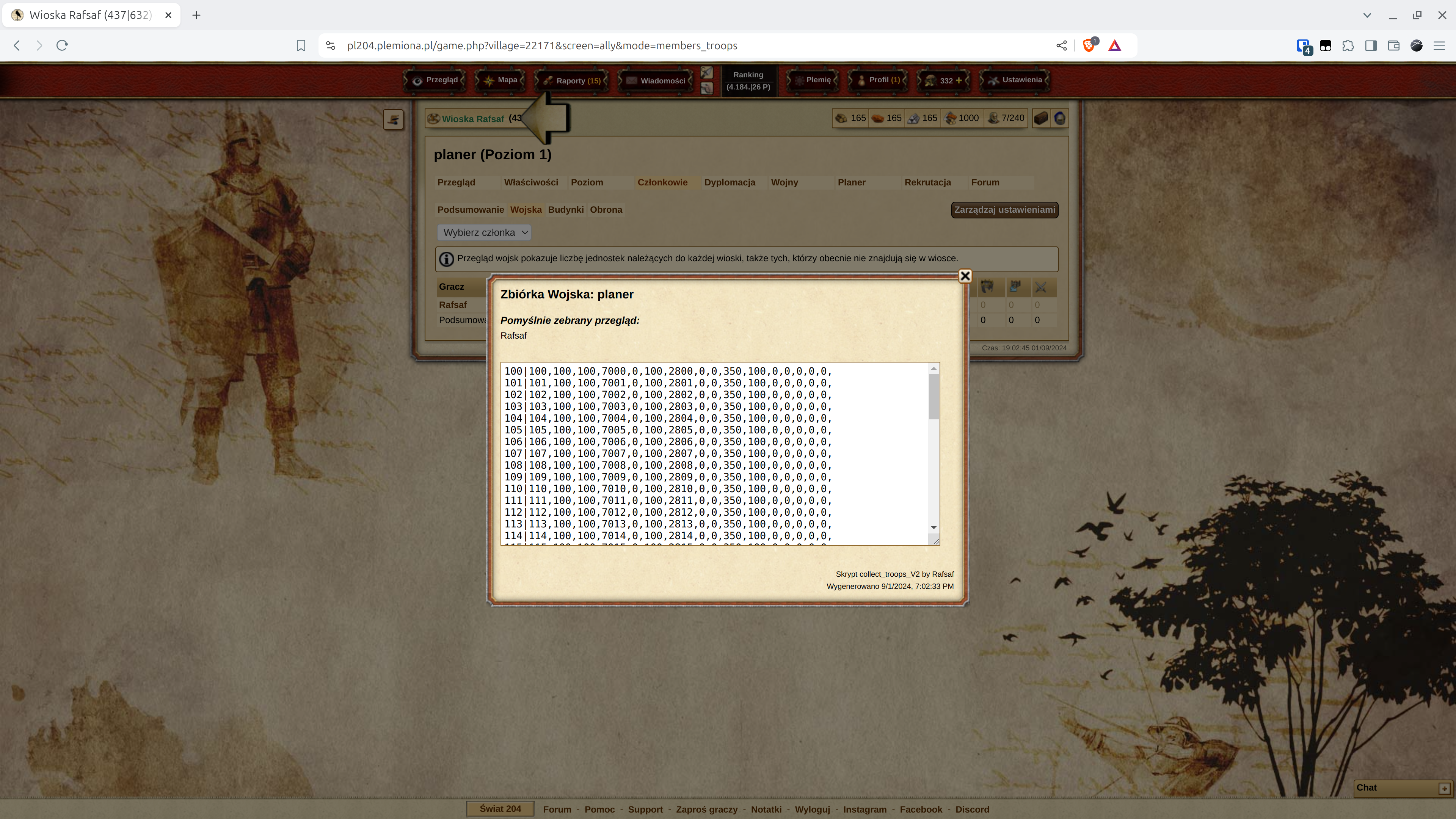 Exemplo de saída do roteiro